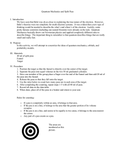 Quantum Mechanics and Split Peas  I.  Introduction
