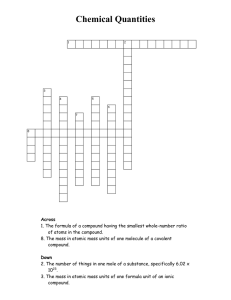 Chemical Quantities Crossword Puzzle