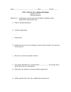 Thermochemistry Study Guide: Heat, Temperature, Specific Heat
