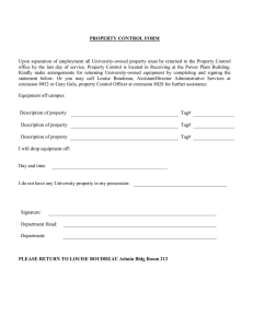 Upon separation of employment all University-owned property must be returned... office  by  the  last  day ... PROPERTY CONTROL FORM