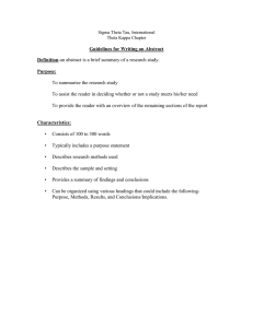 To summarize the research study Guidelines for Writing an Abstract