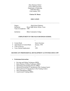 Mays Business School Texas A&amp;M University Department of Marketing Staff Data Sheet