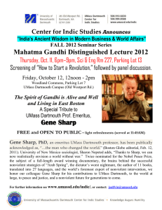 Mahatma Gandhi Distinguished Lecture 2012 Gene Sharp Center for Indic Studies
