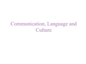 Communication, Language and Culture
