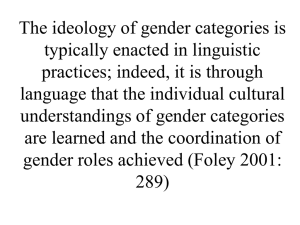 The ideology of gender categories is typically enacted in linguistic