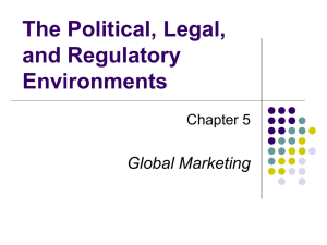 The Political, Legal, and Regulatory Environments Global Marketing