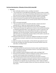 Final Exam Study Questions—Philosophy of Science (3412), Spring 2008