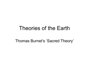 Theories of the Earth Thomas Burnet’s ‘Sacred Theory’