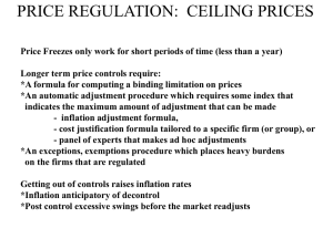 PRICE REGULATION:  CEILING PRICES