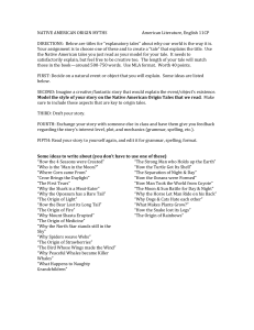 NATIVE AMERICAN ORIGIN MYTHS  American Literature, English 11CP