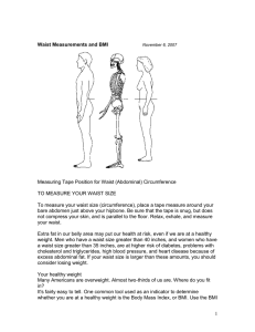 Measuring Tape Position for Waist (Abdominal) Circumference