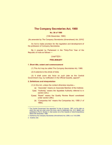 The Company Secretaries Act, 1980
