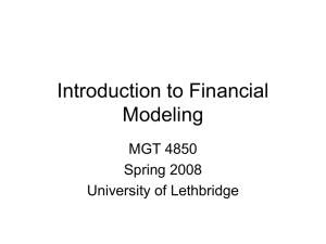 Introduction to Financial Modeling MGT 4850 Spring 2008