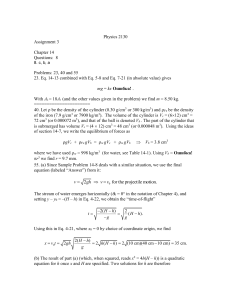 Physics 2130 Assignment 3  Chapter 14