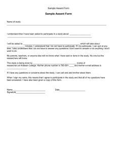 Sample Assent Form for Research Participation
