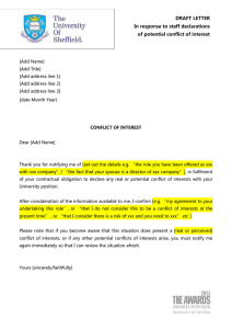 Conflict of Interest Declaration Letter Template