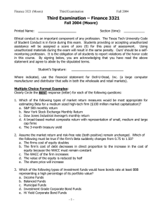 Third Examination – Finance 3321 Fall 2004 (Moore)