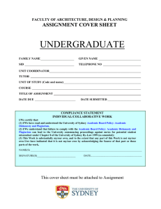 Assignment Cover Sheet - Architecture, Design & Planning