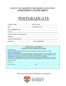 Postgraduate Assignment Cover Sheet - Architecture, Design & Planning