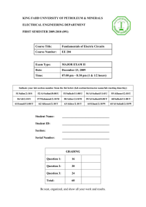 KING FAHD UNIVERSITY OF PETROLEUM &amp; MINERALS  ELECTRICAL ENGINEERING DEPARTMENT