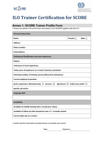 SCORE Trainer Profile Form - ILO Certification