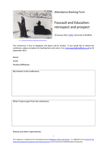 Foucault and Education: retrospect and prospect Attendance Booking Form