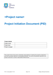 &lt;Project name&gt; Project Initiation Document (PID)