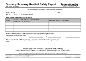 Quarterly Summary Health &amp; Safety Report
