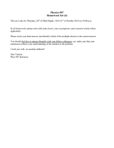 Physics-507 Homework Set (4)