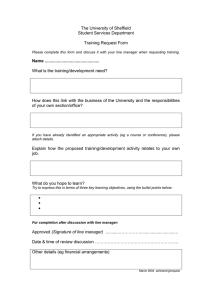 University Training Request Form - Sheffield