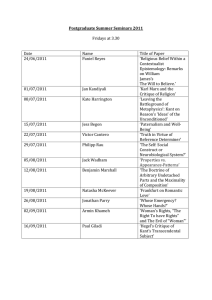 Postgraduate Summer Seminars 2011  Fridays at 3.30 Date