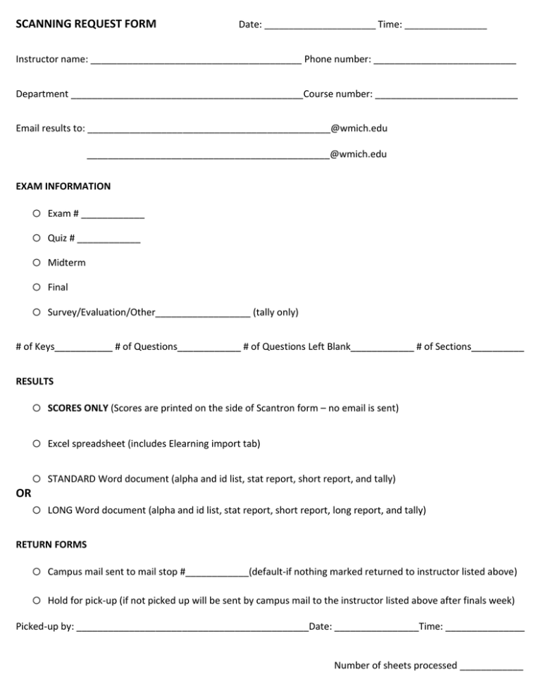 SCANNING REQUEST FORM