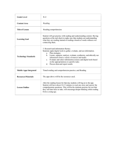 Grade Level Content Area Title of Lesson K-4