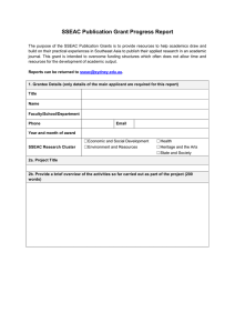 SSEAC Publication Grant Progress Report