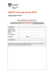 SSEAC Schools Grant 2016 Application Form SSEAC Schools Grant 2016 Guidelines