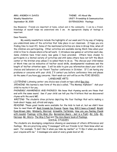 MRS. ANDREA H. DAVIS  THEME:  All About Me Weekly Newsletter