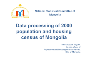 Data processing of 2000 population and housing census of Mongolia