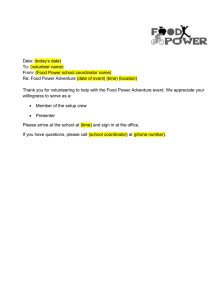 (today’s date) Date: To: (volunteer name) From: (Food Power school coordinator name)