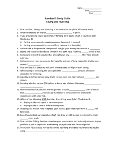 Standard 5 Study Guide Saving and Investing