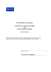 IFCS Indicators of Progress  Priorities for Action beyond 2000 and