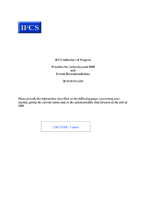 IFCS Indicators of Progress Priorities for Action beyond 2000 and