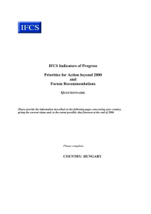 IFCS Indicators of Progress  Priorities for Action beyond 2000 and