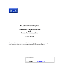 IFCS Indicators of Progress  Priorities for Action beyond 2000 and