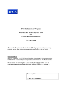 IFCS Indicators of Progress  Priorities for Action beyond 2000 and