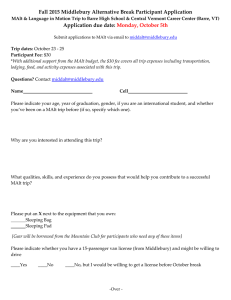 Fall 2015 Middlebury Alternative Break Participant Application Application due date: