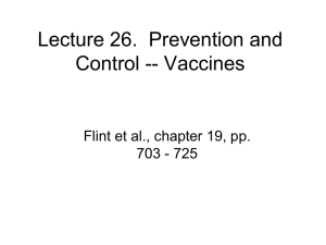 Lecture 26.  Prevention and Control -- Vaccines 703 - 725