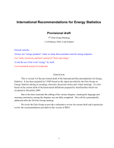 International Recommendations for Energy Statistics  Provisional draft