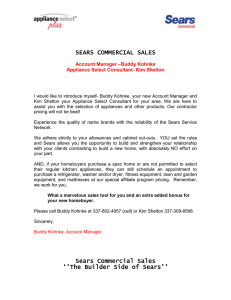 SEARS COMMERCIAL SALES –Buddy Kohnke Account Manager