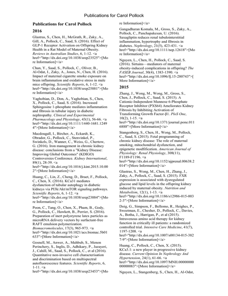 Publications for Carol Pollock 2016