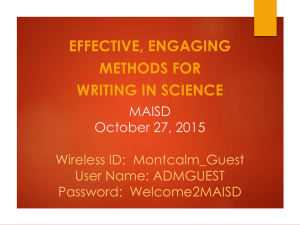 EFFECTIVE, ENGAGING METHODS FOR WRITING IN SCIENCE MAISD
